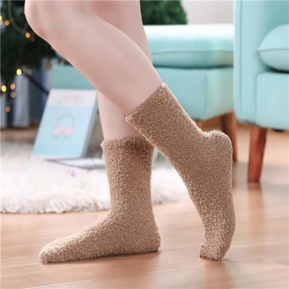 Womens Fuzzy Slipper Socks Super Soft Microfiber Fluffy Cozy Winter Warm Fuzzy - Picture 3 of 7